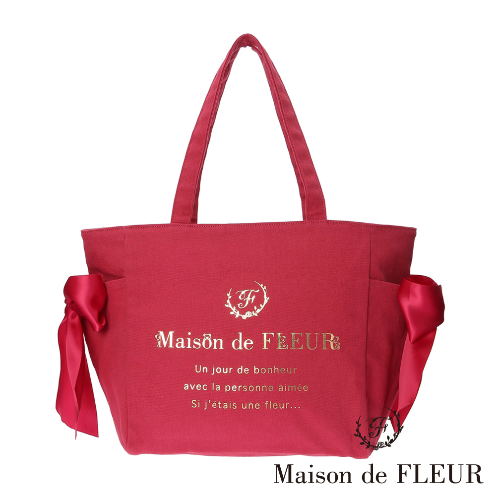 Maison de FLEUR PINK MANIA 側緞帶燙金托特包(8A31F0J2700)