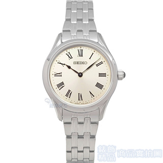 SEIKO 精工 SWR069P1手錶 羅馬時標 米白面 藍寶石鏡面 鋼帶 女錶 【錶飾精品】
