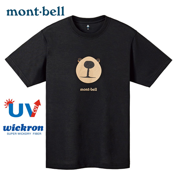 日本 Mont-bell WICKRON T-shirt 象群短袖快乾排汗衣 圓領短袖 男女適用 黑色 #1114477
