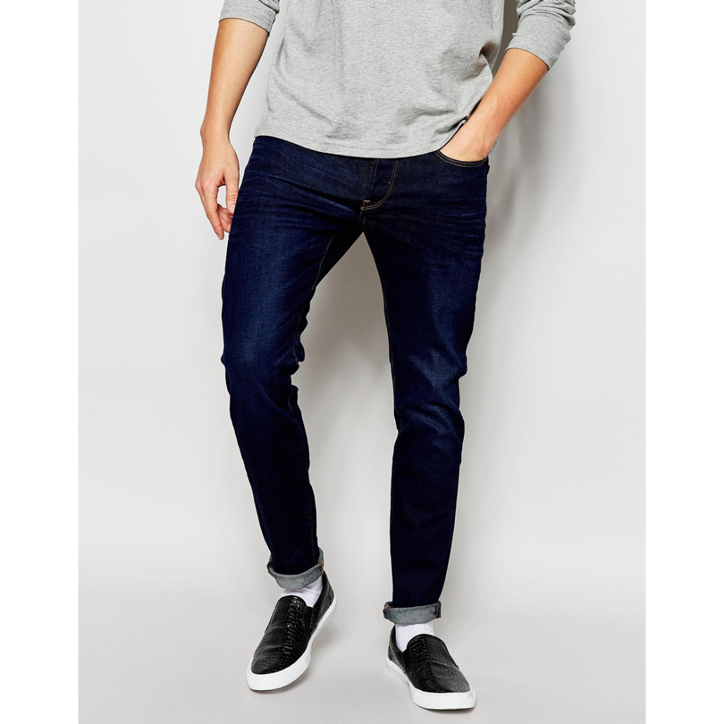 [低價出清] 全新 荷蘭時裝品牌 G-STAR 3301深藍刷痕 直筒 牛仔褲 (微彈性)
