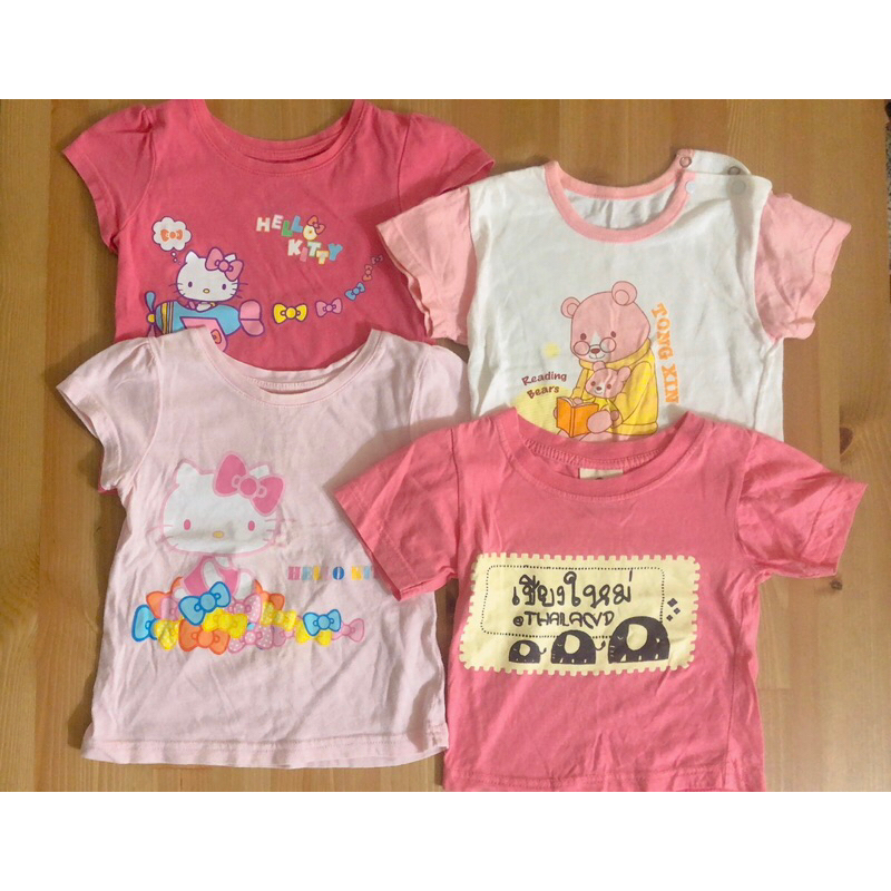［二手］女童T 三麗鷗正版Hello Kitty 凱蒂貓 短袖上衣 T恤 泰國大象T 80公分