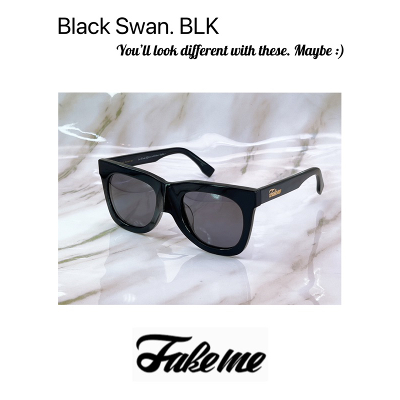 【本閣】Fakeme black swan 韓國名牌黑色大方粗膠框太陽眼鏡 Factory900 蝙蝠俠面具造型