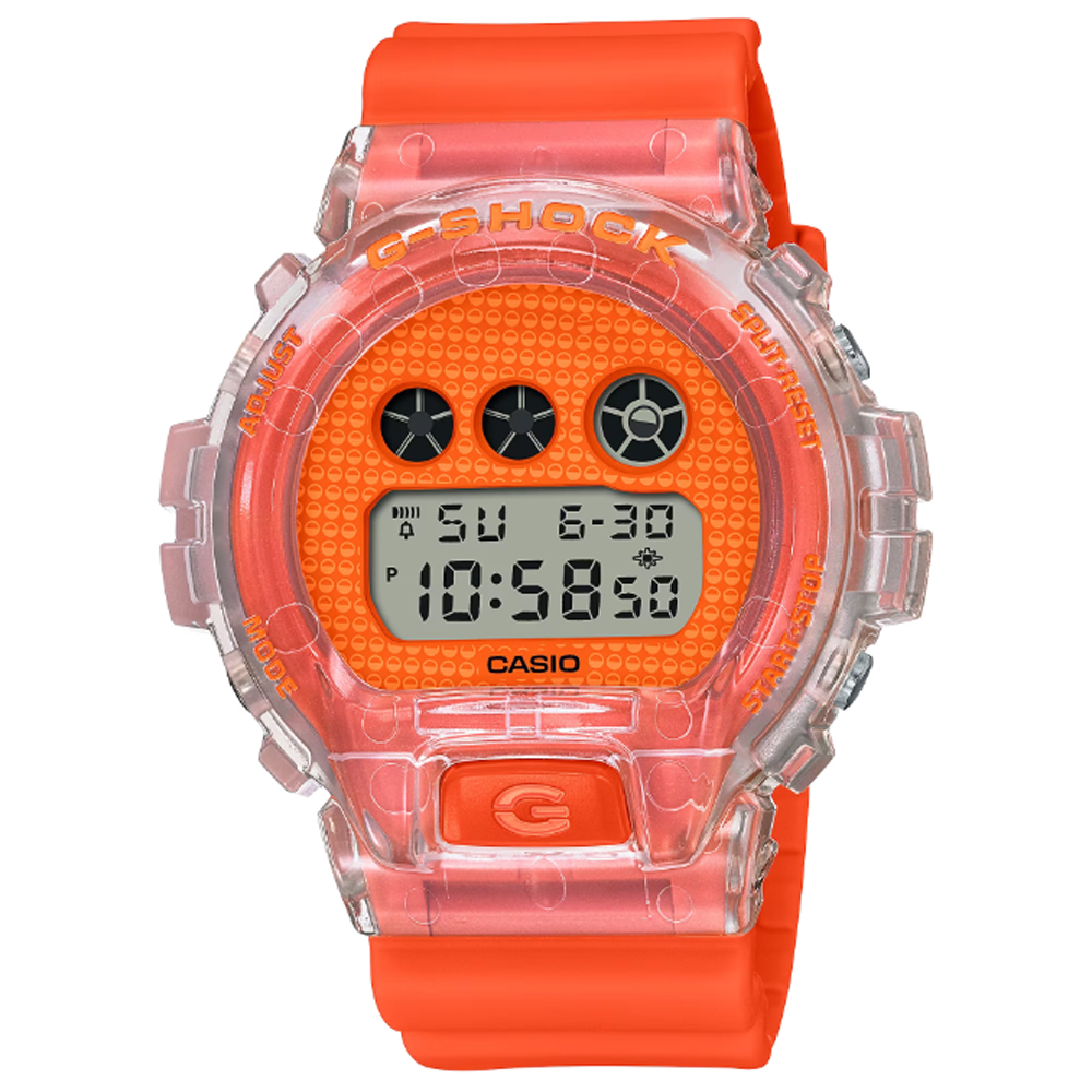 【CASIO 卡西歐】G-SHOCK 大膽鮮豔色彩 日本扭蛋電子錶-亮橘(DW-6900GL-4 防水200米)