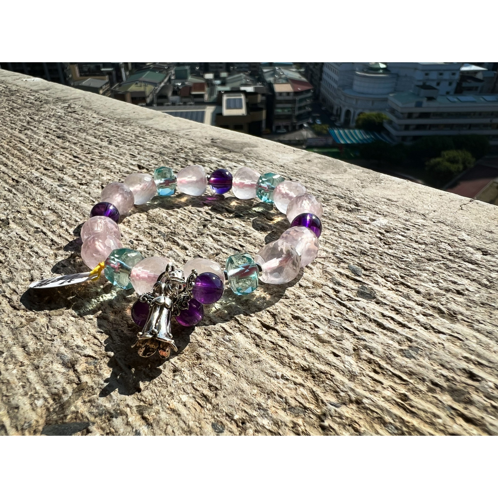 Gaia✨《925紫粉晶+藍曜石銀飾手環》✨『您值得擁有』獨特性高+個性化配戴#天然水晶#925銀飾