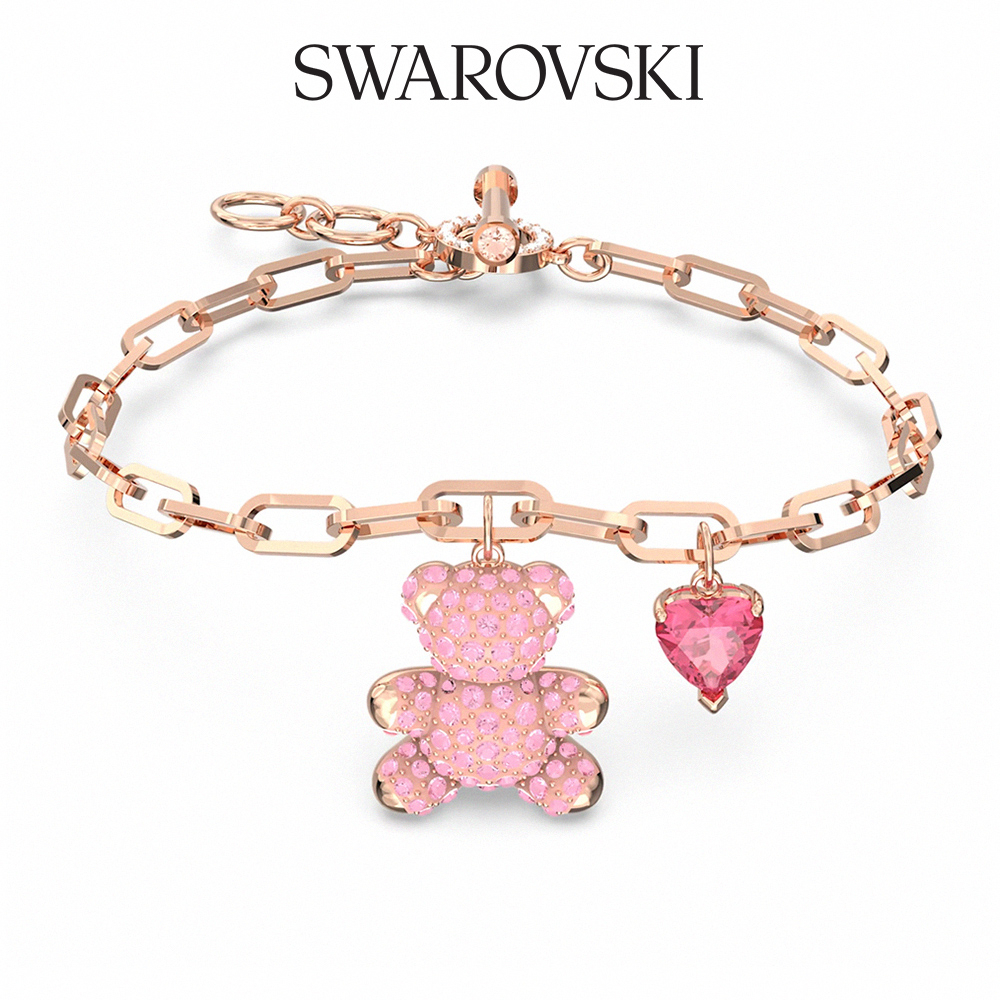 SWAROVSKI 施華洛世奇 Teddy 手鏈, 粉紅色, 鍍玫瑰金色調