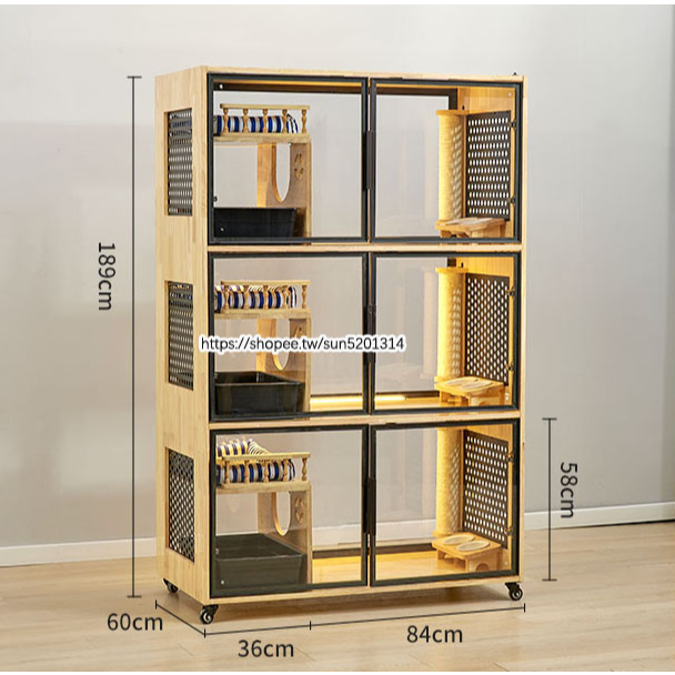實木貓別墅 防水貓籠 貓繁殖籠 超大貓別墅客製貓窩貓櫃寵物店貓籠子貓舍貓繁育籠