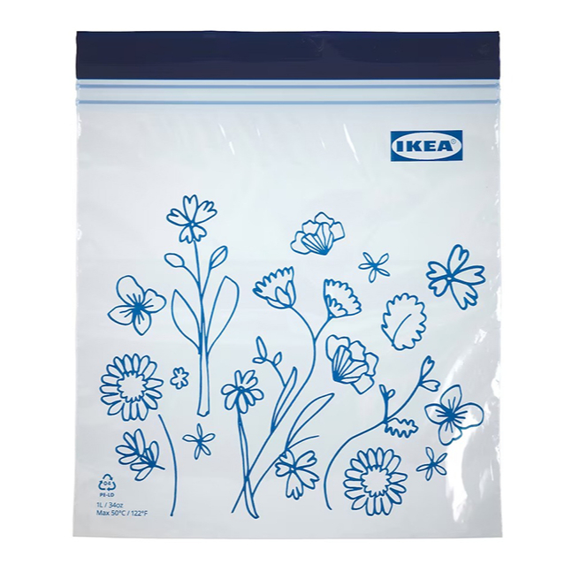 《現貨》小紅豆日貨 IKEA ISTAD 保鮮袋 花朵圖案 1L 不含BPA 環保材質