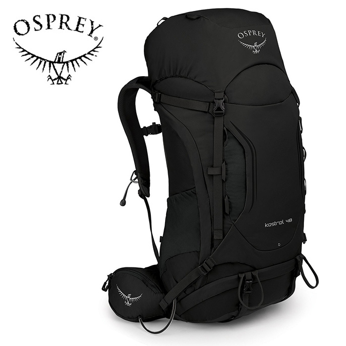 【Osprey 美國】Kestrel 48 輕量化登山背包 48L 男款 黑色｜健行背包 背包旅行