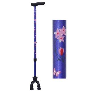 日本SHIMA拐杖【鋁合金╱可動式四點杖】櫻花紫 免運👍
