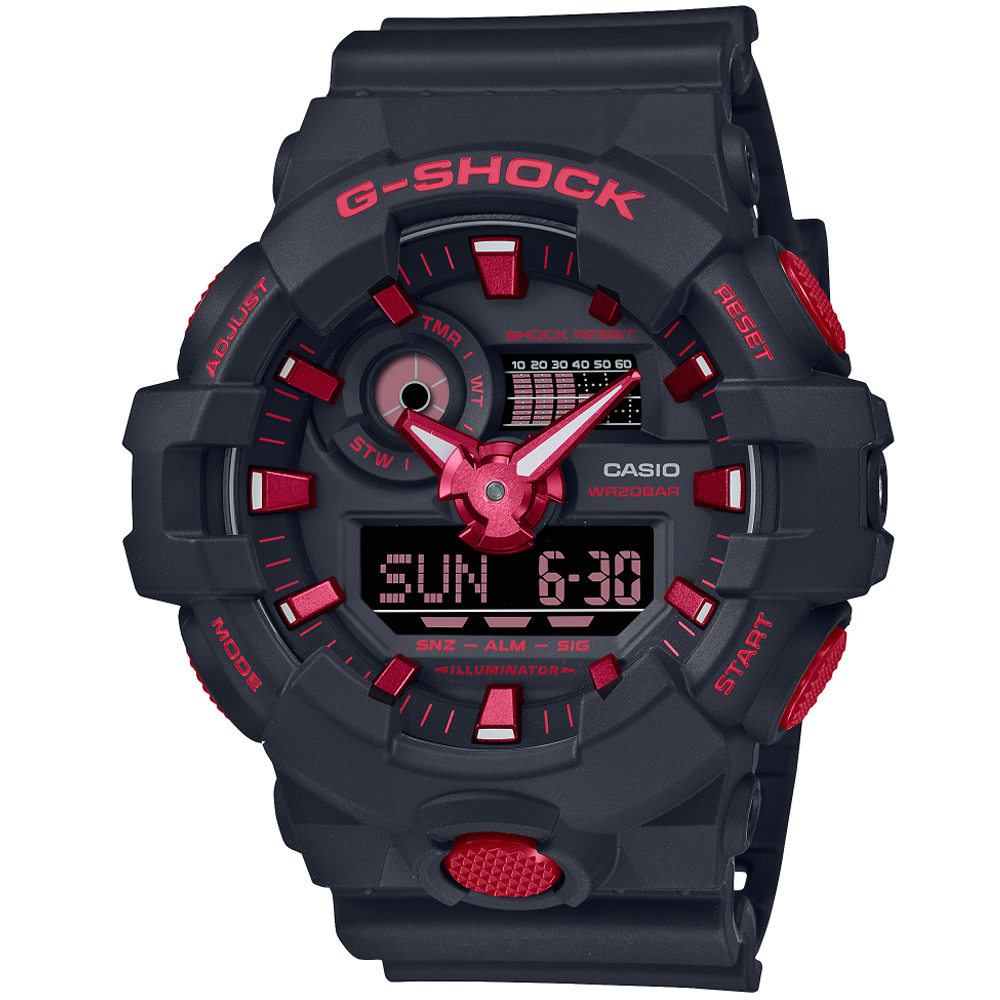 【聊聊甜甜價】CASIO G-SHOCK 經典紅黑雙顯腕錶 GA-700BNR-1A