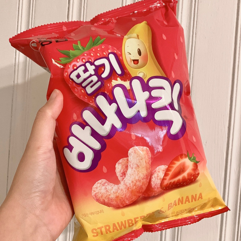 【現貨+預購】韓國農心草莓香蕉彎彎脆條 딸기바나나킥60g