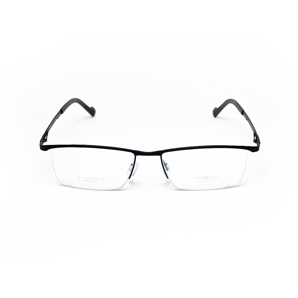 【全新特價】odbo 鈦金屬光學眼鏡鏡框 1809 C1 消光黑 輕量化無螺絲設計
