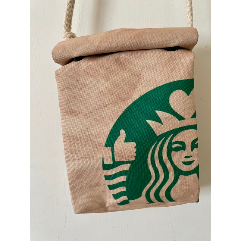 擬真Starbucks星巴克 紙袋 防潑水 隨身 側背包 小包