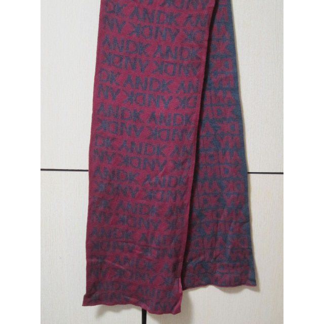 DKNY 針織圍巾 暗紅/深灰 雙面