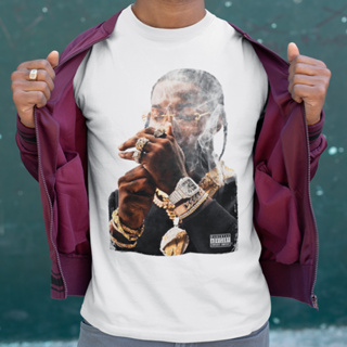 Pop Smoke 短袖T恤 白色 (現貨)饒舌嘻哈人物印花上衣寬鬆圓領潮T
