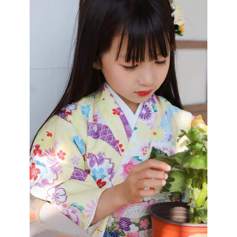 H 兒童和服女童和服兒童日式浴衣兒童櫻花拍照寶寶演出服童