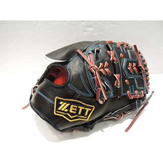 日本品牌 ZETT 限量金標 頂級硬式訂製牛皮 棒壘球手套 投手手套 黑(BPGT-2301)贈原箱,手套袋