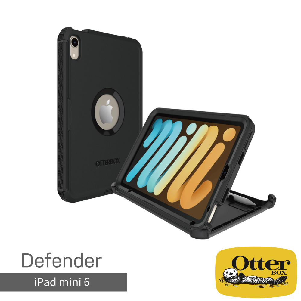 [福利品] 正版公司貨 OtterBox iPad mini 6 8.3吋 Defender防禦者系列保護殼-黑