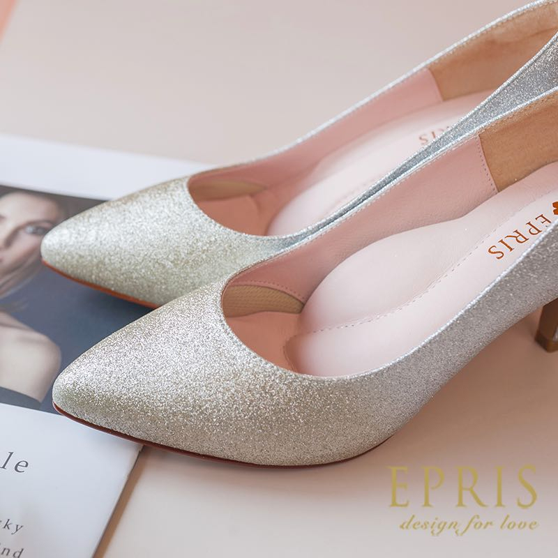 新娘婚鞋推薦 金鑽女伶 漸層婚鞋高跟鞋 小尺碼高跟鞋 21.5-26 EPRIS艾佩絲-漸層銀-P316