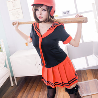 流行E線A7037 萌系水手服紅 黑角色扮演服COSPLAY服裝 派對學生制服表演服[臺灣現貨]