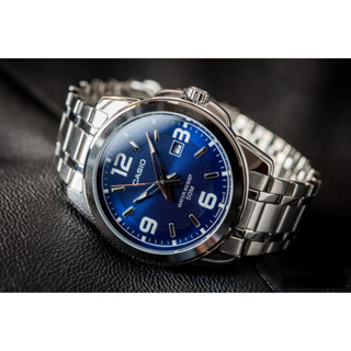 【金台鐘錶】CASIO 卡西歐 日期顯示 （男錶）不鏽鋼錶帶 50M防水 (藍x銀) MTP-1314D-2A