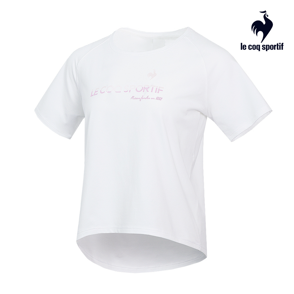 【LE COQ SPORTIF 法國公雞】休閒經典短袖T恤-女款-白色-LWR22302