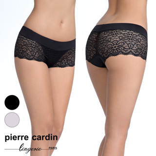 【pierre cardin 皮爾卡登女性內衣】淡雅蕾絲透膚中腰平口褲