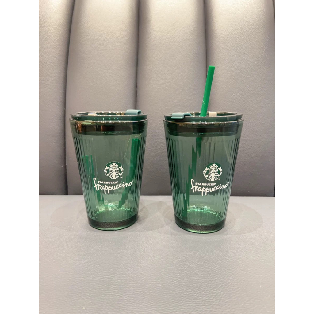 Starbucks官方正品！星巴克杯子小綠杯隨享咖啡桌面雙飲口吸管杯小清新玻璃牛奶水杯果汁珍奶茶奶昔茶水咖啡杯450ml