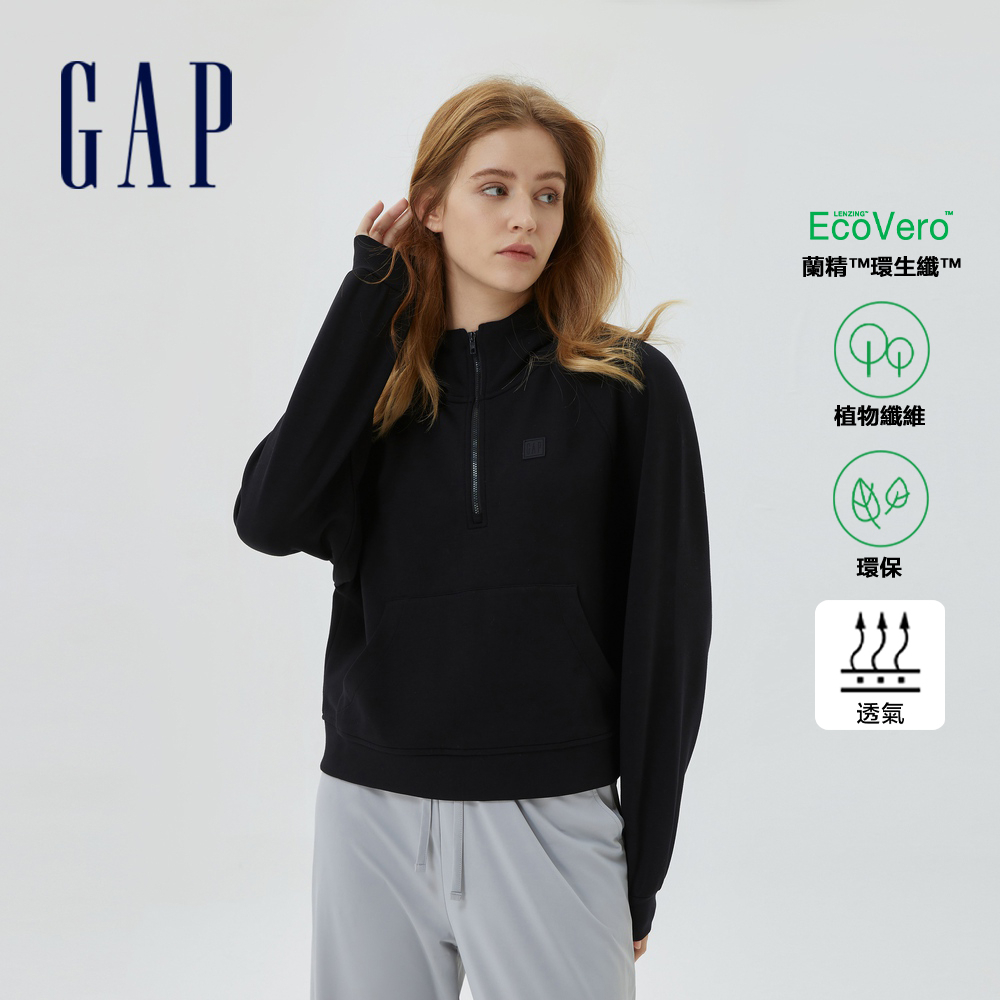 Gap 女裝 Logo立領大學T 空氣三明治系列-黑色 811196 - Goodfind找推薦、比價格