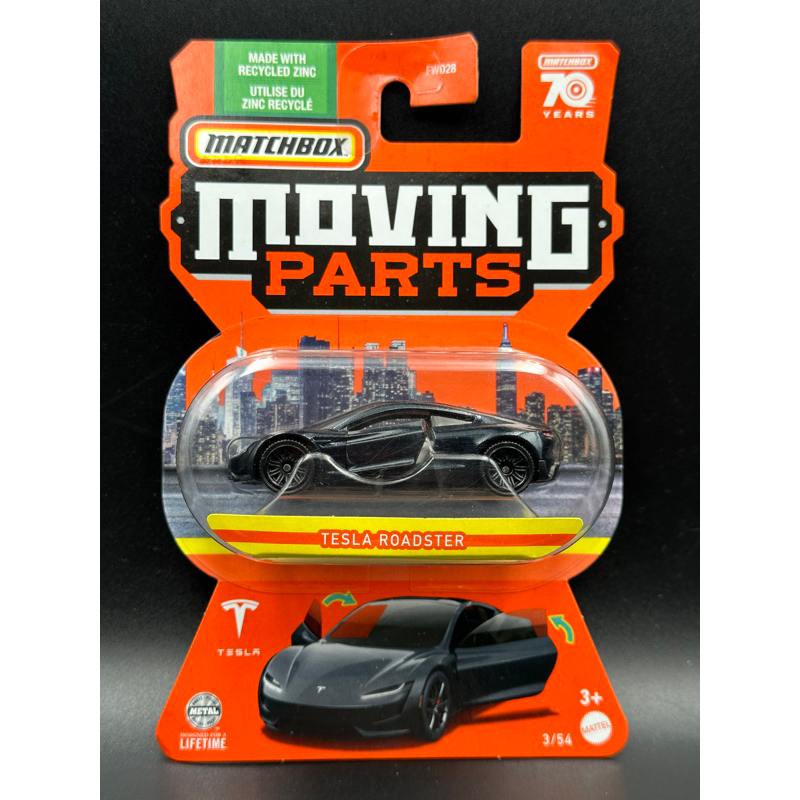 -78車庫- Matchbox Moving Parts Tesla Roadster 特斯拉 黑色 電動跑車