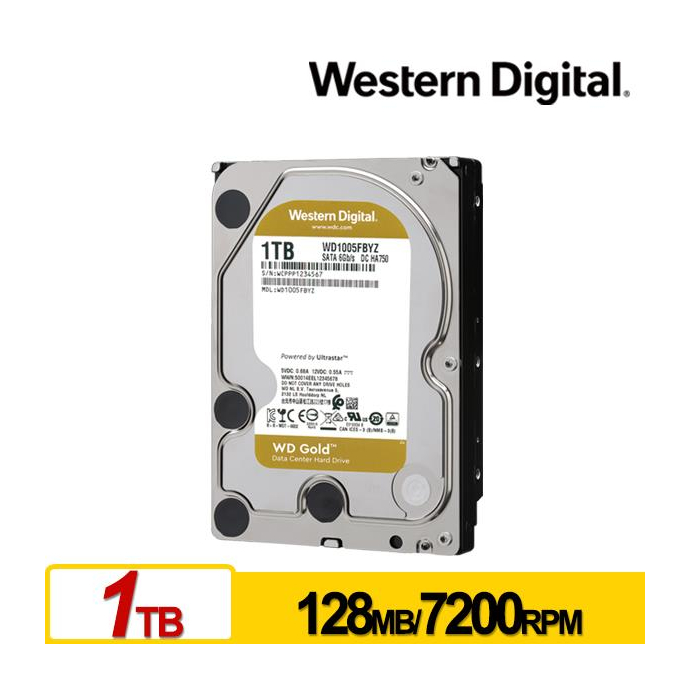 WD 金標系列企業級 儲存系統 SATA3 1T 1TB 7200轉 128M WD1004FBYZ 多軸防震 3.5吋