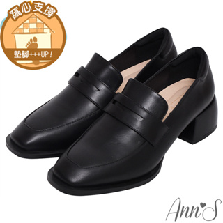 Ann’S經典百搭的方頭粗跟樂福鞋4.5cm-黑