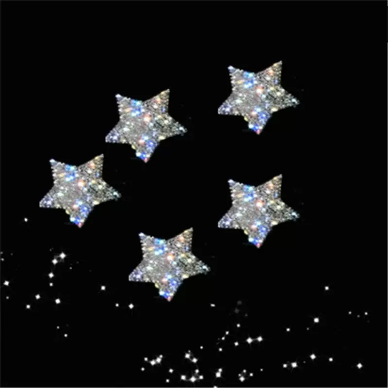 滿鑽 白色 星星 5個 超級閃亮 爆閃 水鑽 裝飾 DIY 自黏 防水 貼紙 隨意貼 汽車 機車 車貼