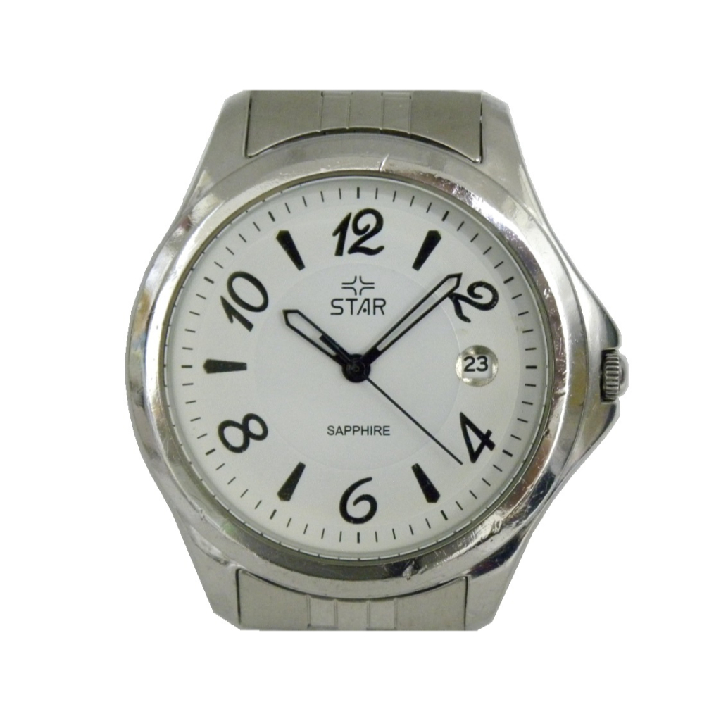 [專業] 石英錶 [STAR 9T0332]  STAR 圓形時尚錶[白色面+日期]軍/中性錶