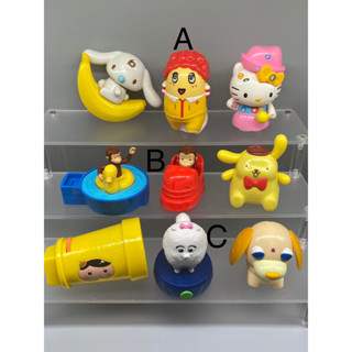 三個一組日本麥當勞三麗鷗大耳狗玉桂狗船梨精hello kitty 凱蒂貓好奇喬治猴子布丁狗屁屁偵探望遠鏡小狗茶犬