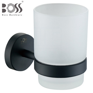 《BOSS》消光黑 304不鏽鋼 22005 杯架 漱口杯架 304不銹鋼 霧黑 附霧面玻璃杯 臺灣製造
