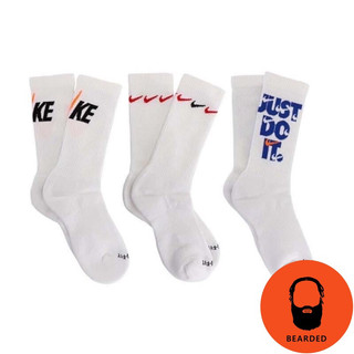 【 🇺🇸大鬍子美國襪子選品 】NIKE - EVERYDAY PLUS CREW經典品牌印花設計系列街頭休閒長襪三件裝