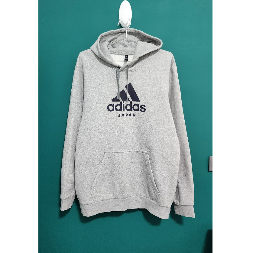 愛迪達 Adidas JAPAN 限定 灰色 長版 修身 刷毛 保暖 運動 連帽 帽T hoodie 長袖 上衣