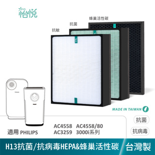 怡悅HEPA濾心 活性碳濾網 適用 PHILIPS 飛利浦 AC4558 AC3259 FY3433 FY3432