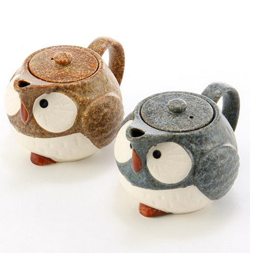 日本製 貓頭鷹造型陶瓷茶壺 450ml 附不鏽鋼濾網 美濃燒 禮物＊JC小舖＊