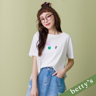 betty’s貝蒂思(21)彩色點點雪紡拼接T-shirt(白色)