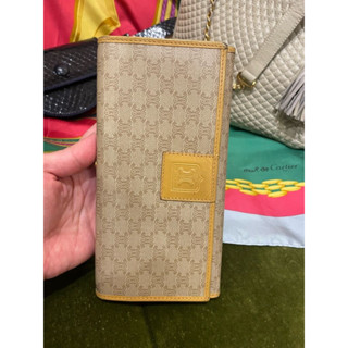 vintage CELINE 古董CELINE monogram 凱旋門Triomphe淺色老花對折口金釦長夾