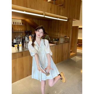 [HJ SHOP] [台灣賣家] 花邊綁帶日系蕾絲洋 上衣 及膝 洋裝 單穿 休閒 韓風穿搭 韓系 蕾絲 洋裝 2色