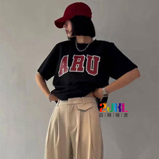 #011#012 臺灣賣家韓版休閒寬鬆英文棉Tee 春夏百搭字母圓領短袖上衣T恤 質感女裝寬鬆印花上衣