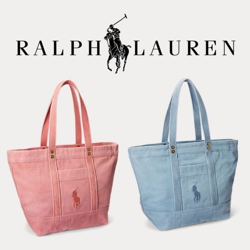 美國代購 Polo ralph lauren Canvas Medium Tote Bag手提包 馬卡龍色系列新款