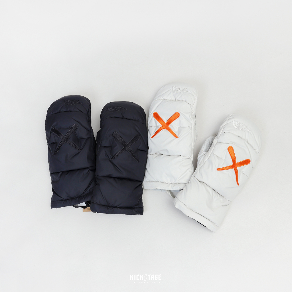 KAWS x THE NORTH FACE NUPTSE MITT 黑色 白灰色 內刷絨 保暖 兩穿連指手套 滑雪手套