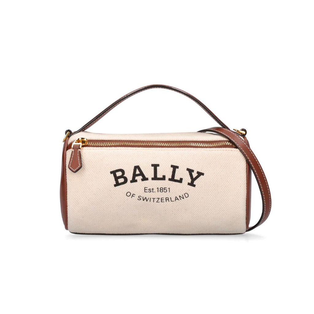 Bally Coralye 帆布圓筒肩背包 自然色