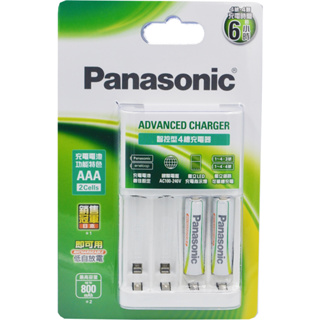 Panasonic 國際牌 鎳氫充電電池充電組 4號2顆裝+充電器 800mAh 鎳氫電池 充電電池 充電組