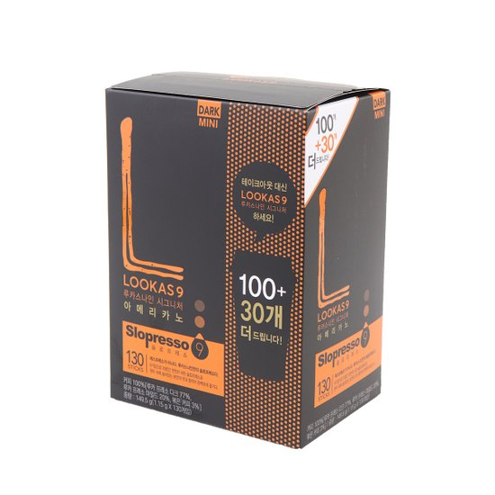 現貨!! 韓國 LOOKAS 9 盧卡斯 美式咖啡 130入/盒裝 黑咖啡 無糖 效期 2025.02.20《釜山小姐》