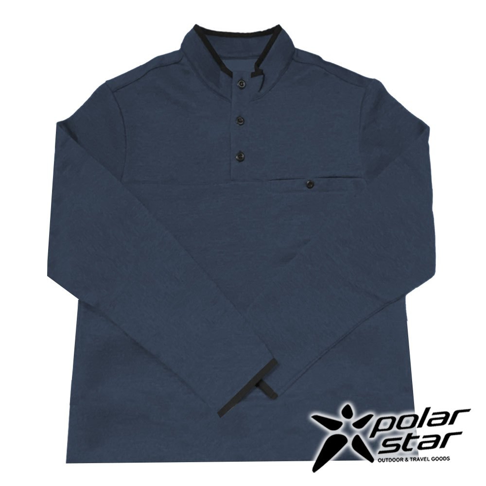 【PolarStar】男半門襟內刷毛保暖衣『深藍』P22225